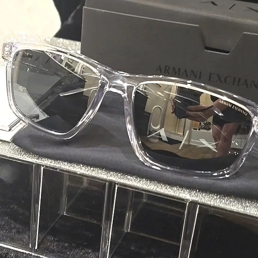 Armani Exchange AX4122S-83336G 59 Sunglasses- Shiny Crystal/Grey Mirrored Silver